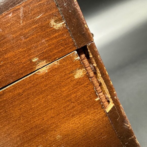 Vintage Wooden Recipe Box Kitchen Storage Hinged Lid 2 Compartments Retro As Is - Picture 8 of 13